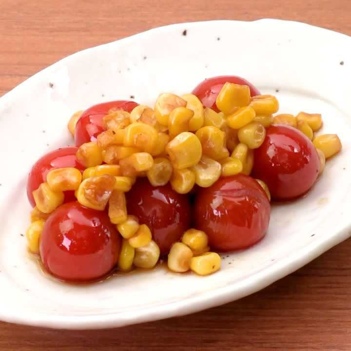 ミニトマトとコーンのポン酢炒め
