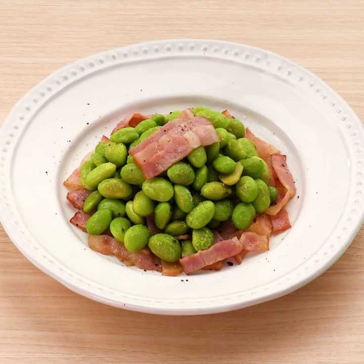 枝豆とベーコンのポン酢炒め
