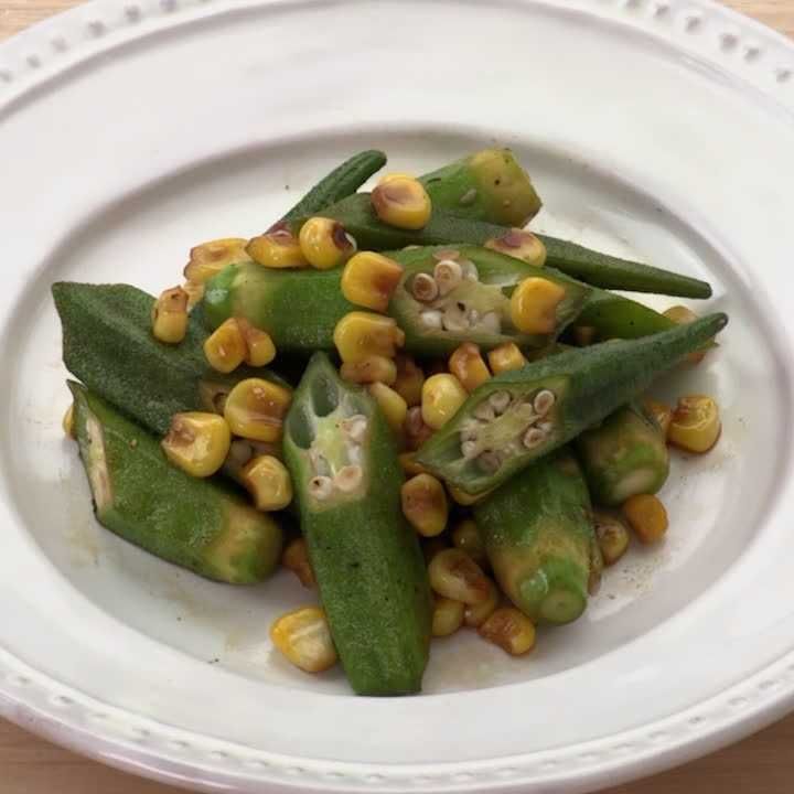 オクラとコーンのポン酢炒め