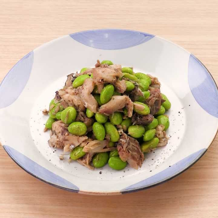 枝豆とサバ缶のポン酢炒め