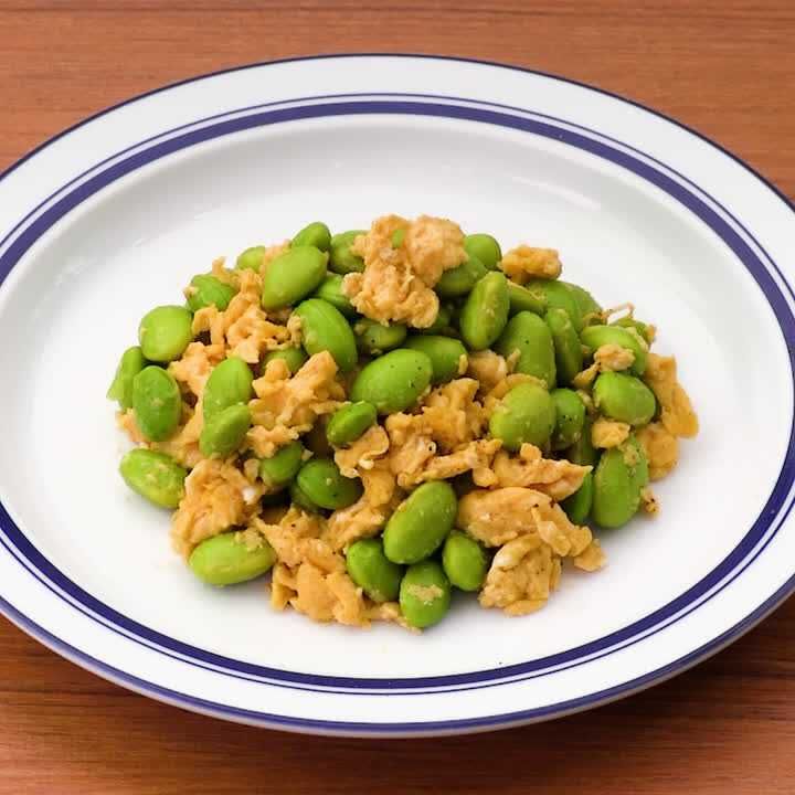 枝豆と卵のポン酢炒め