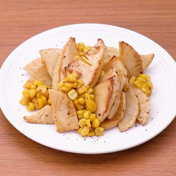 たけのことコーンのポン酢炒め