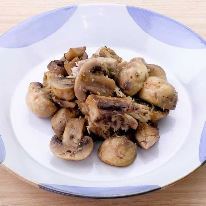 マッシュルームとサバ缶のポン酢炒め