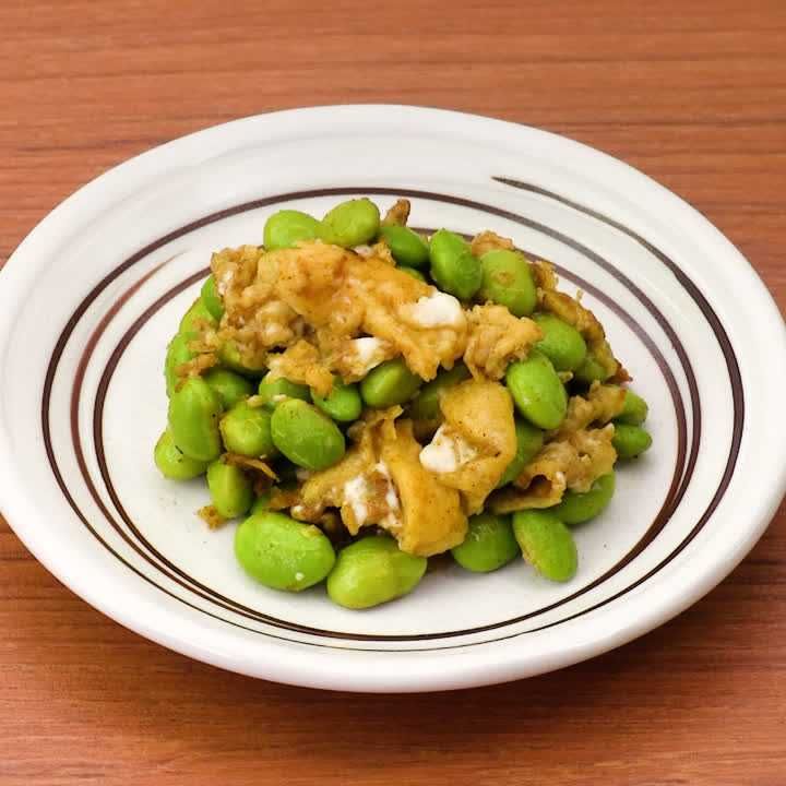 枝豆と卵のカレー炒め