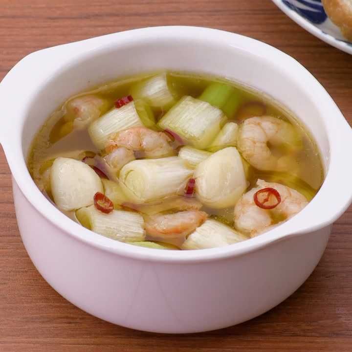 えびとねぎのアヒージョ