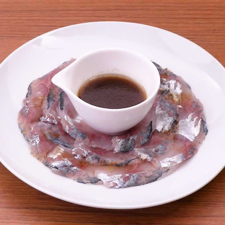 アジのカルパッチョ(香味わさび醤油風味)