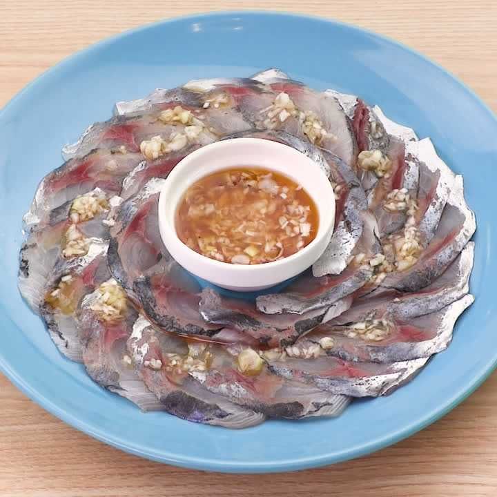 アジのカルパッチョ(ねぎ塩レモン風味)