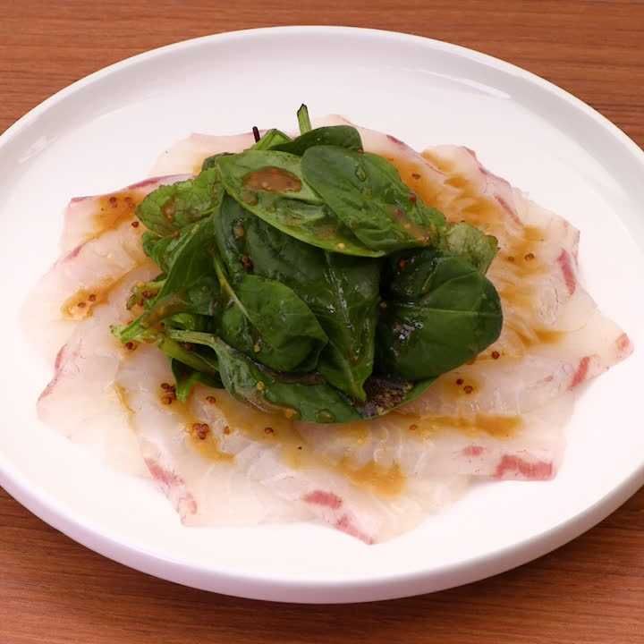 鯛のカルパッチョ(マスタード醤油風味)