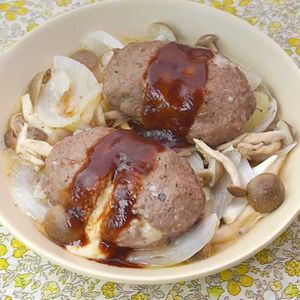 「レンジチーズハンバーグ」のレシピ動画