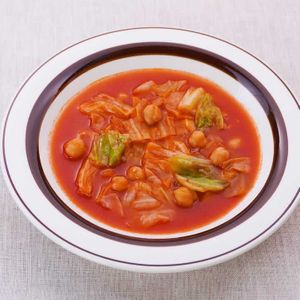 「ひよこ豆とキャベツのトマトスープ」のレシピ動画