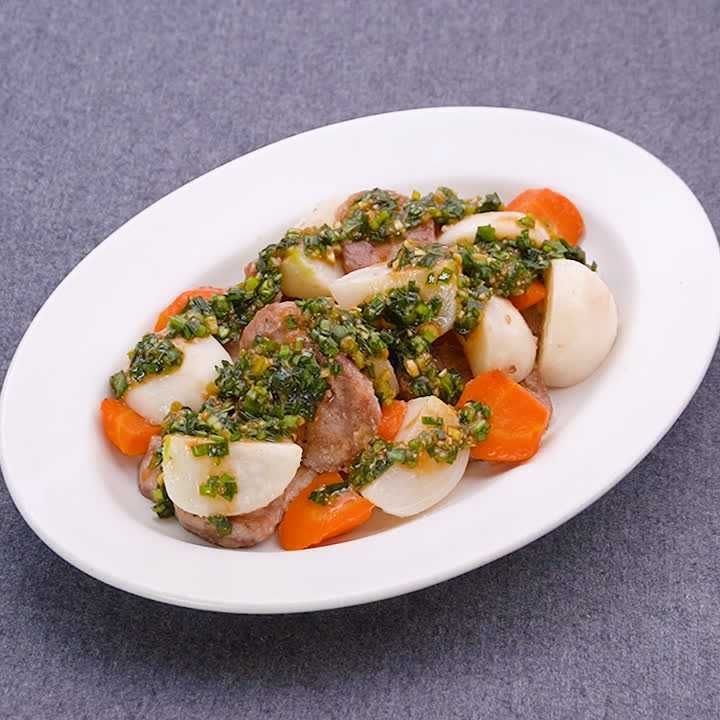 豚肉とかぶの中華蒸し韓国ニラだれ