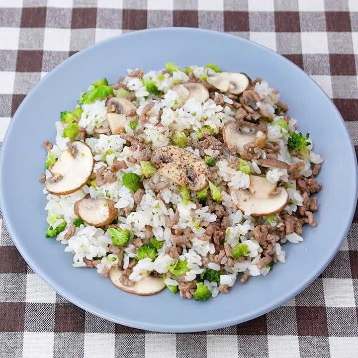 ひき肉とマッシュルームのバターライス