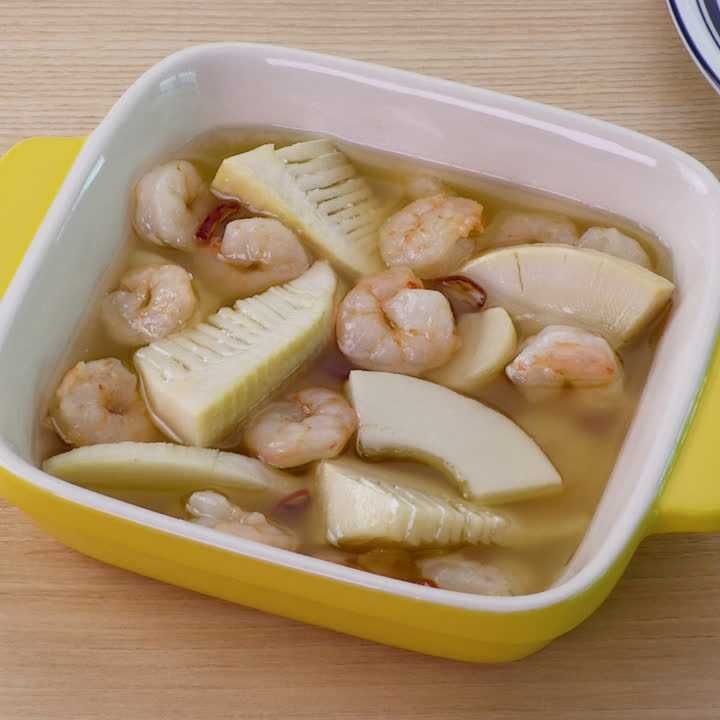 たけのことえびのアヒージョ