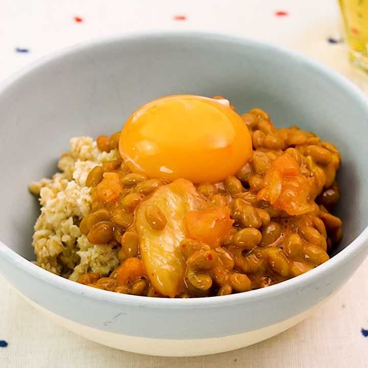 オートミールの納豆キムチ丼