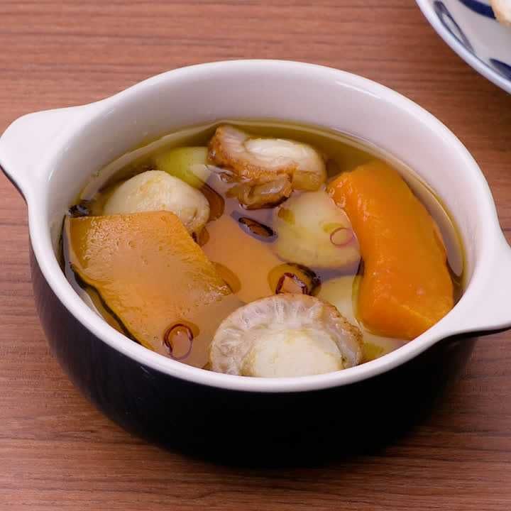 ホタテとかぼちゃのアヒージョ