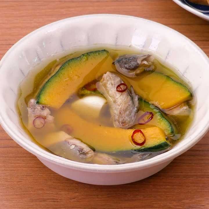 かぼちゃと鯖缶のアヒージョ