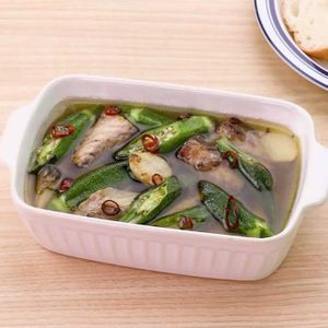 オクラと鯖缶のアヒージョ