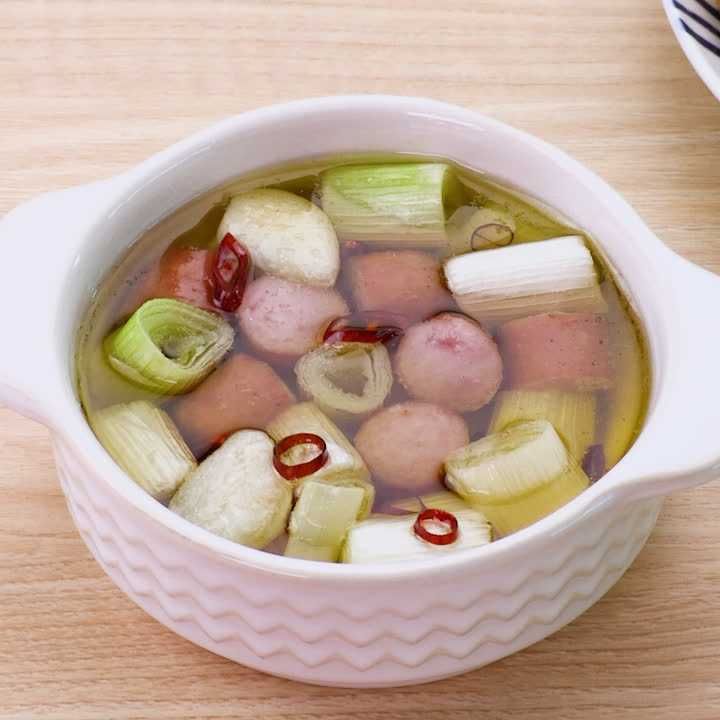 ねぎとソーセージのアヒージョ