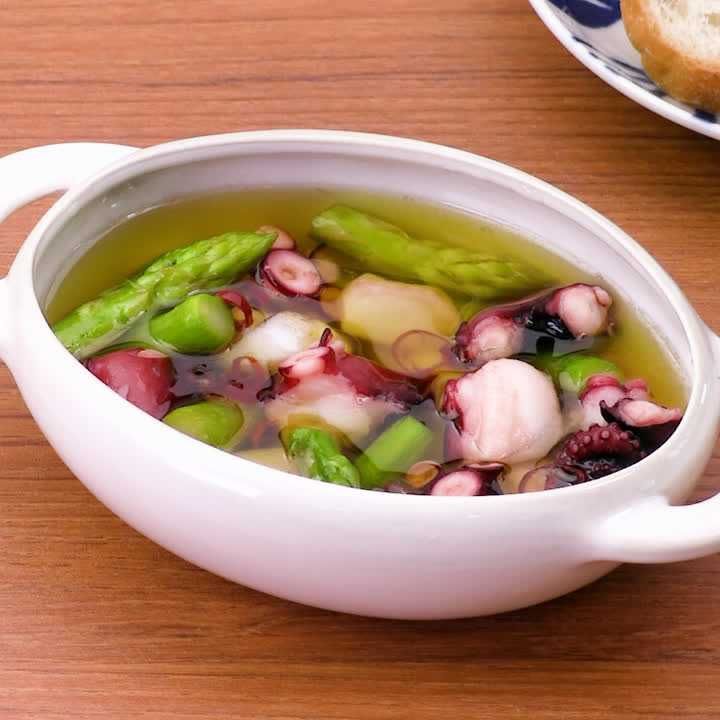 アスパラとたこのアヒージョ