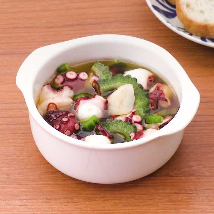 ゴーヤーとたこのアヒージョ