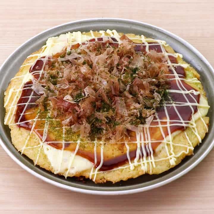 キャベツとねぎチーズのお好み焼き