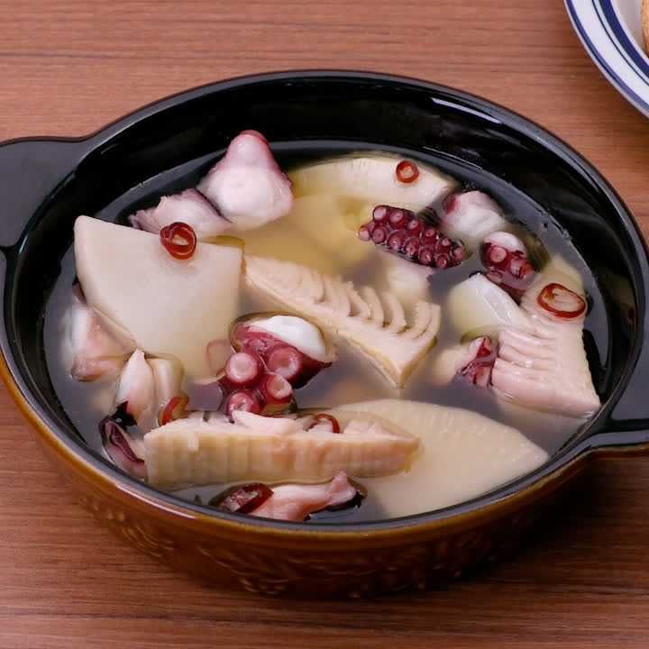 たけのことたこのアヒージョ