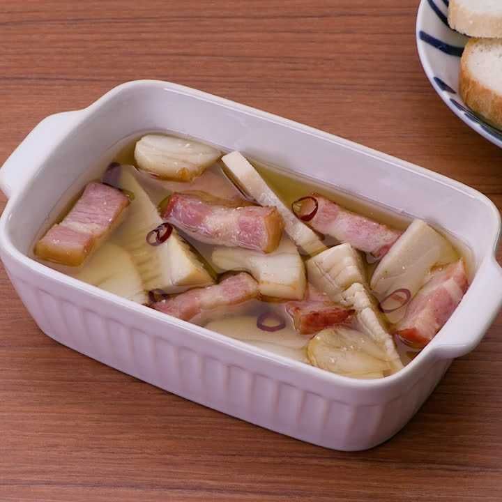 たけのことベーコンのアヒージョ