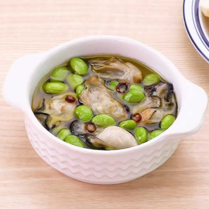 牡蠣と枝豆のアヒージョ