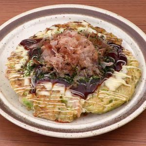 えびと明太の餅チーズお好み焼き