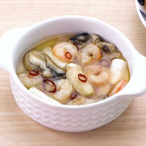 ねぎとえびと牡蠣のアヒージョ