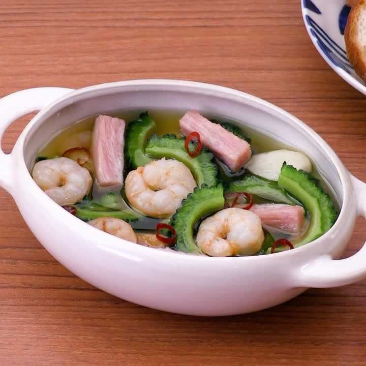 ゴーヤーの具沢山アヒージョ