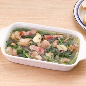 水菜と鶏もものアヒージョ