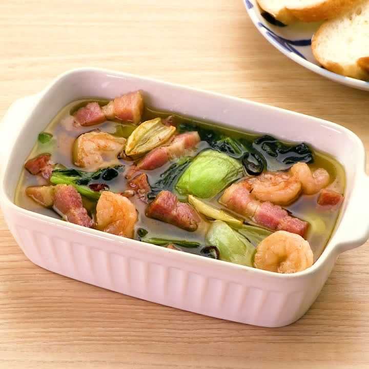 チンゲン菜の具沢山アヒージョ
