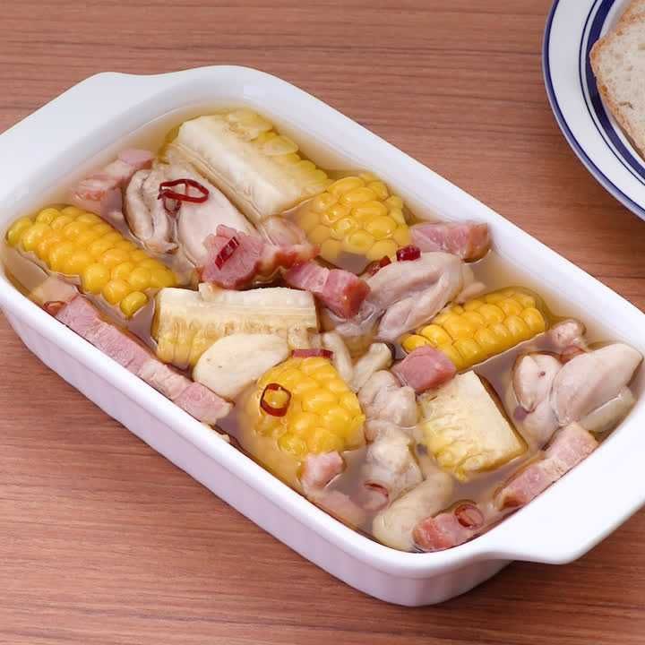 とうもろこしと鶏もものアヒージョ