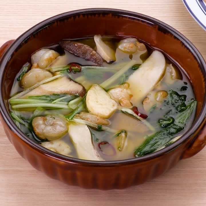 エリンギとえびと水菜のアヒージョ