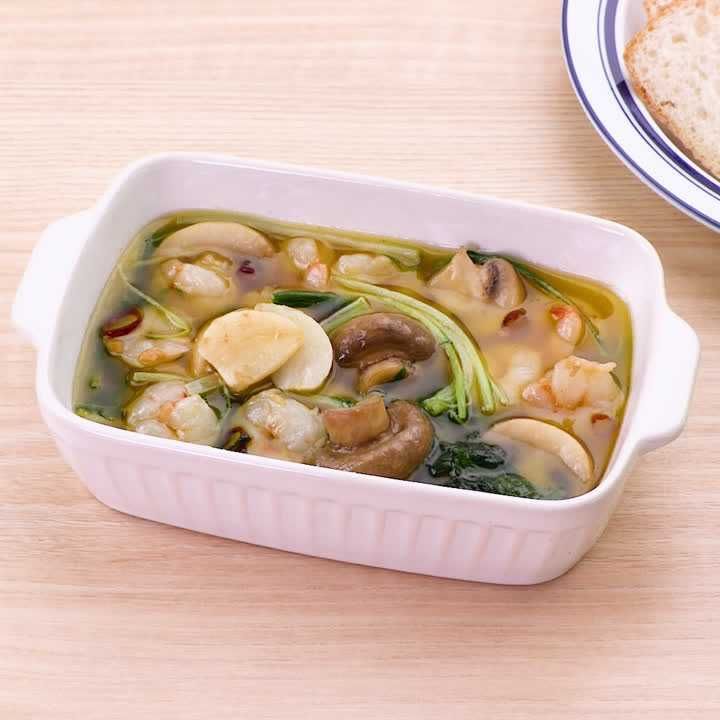 マッシュルームと水菜のアヒージョ