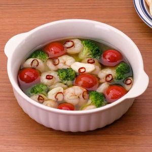 ブロッコリーとミニトマトの海鮮アヒージョ