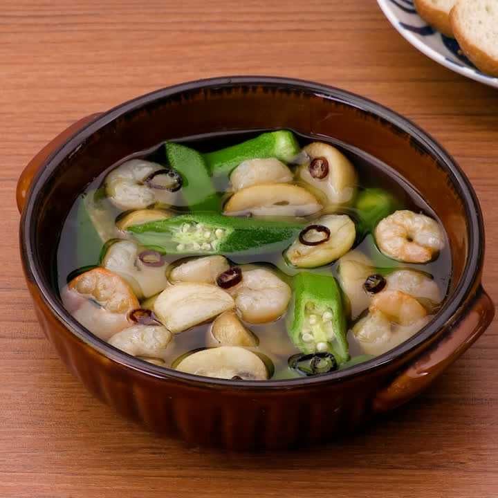 マッシュルームとオクラのアヒージョ