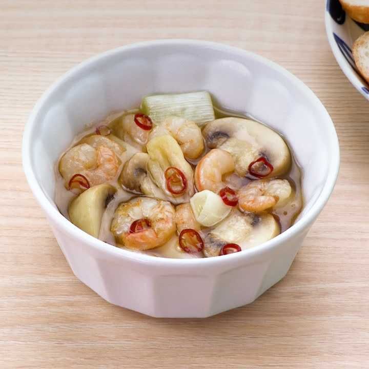 マッシュルームとねぎのアヒージョ