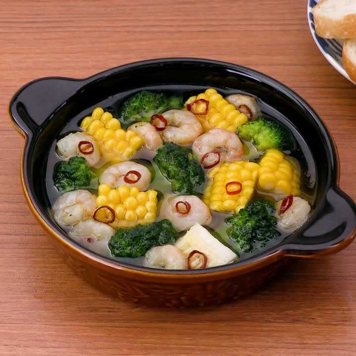 ブロッコリーととうもろこしの海鮮アヒージョ