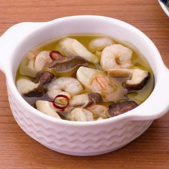 エリンギとえびと椎茸のアヒージョ