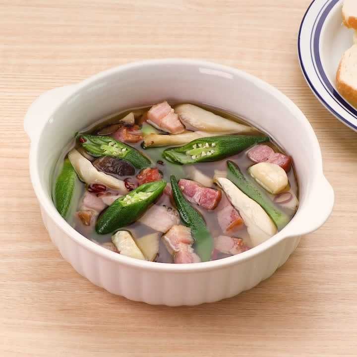 エリンギとオクラのアヒージョ