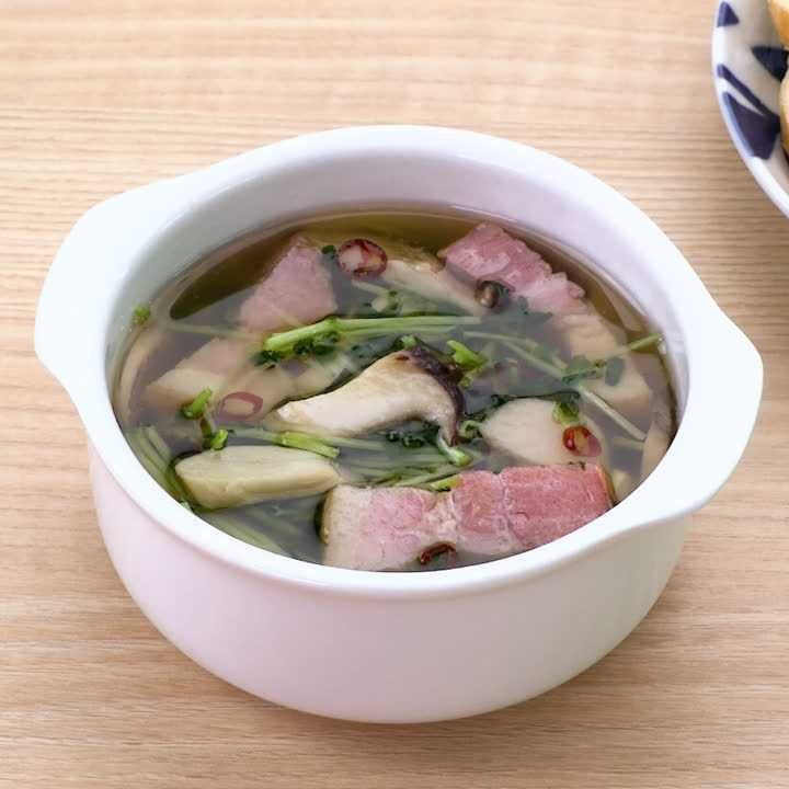 エリンギと豆苗のアヒージョ