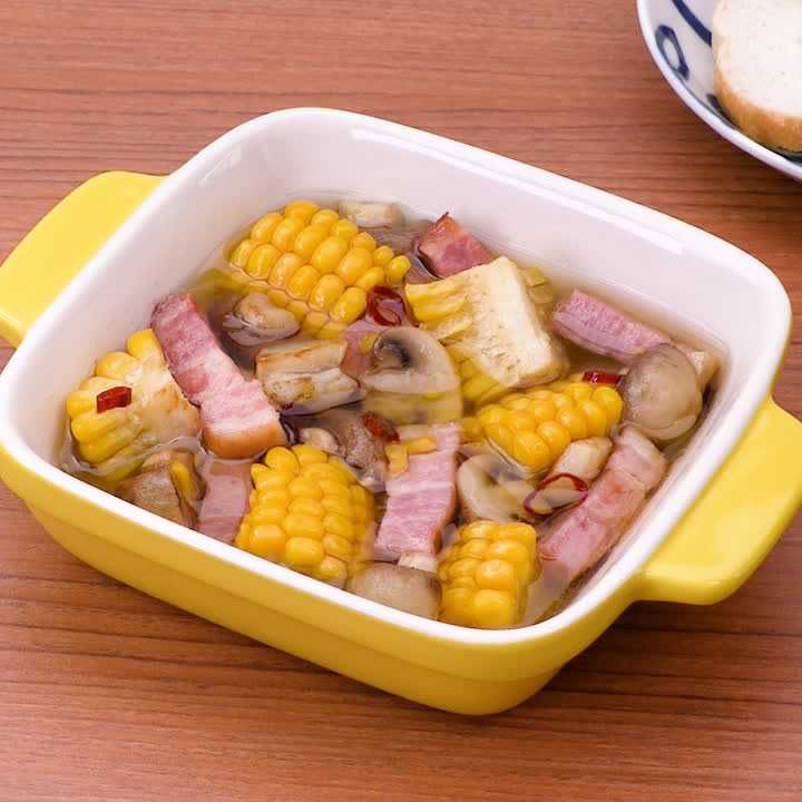 マッシュルームととうもろこしの簡単アヒージョ