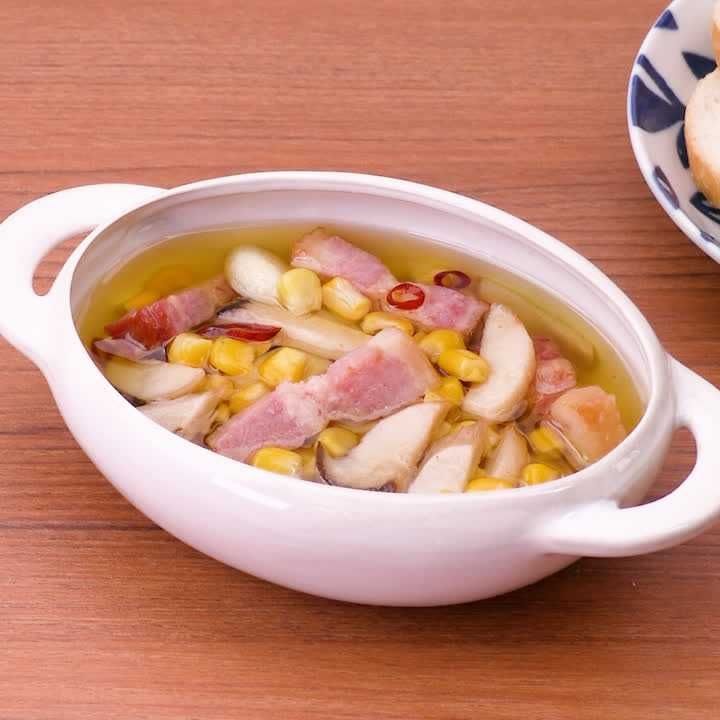 エリンギとコーンのアヒージョ