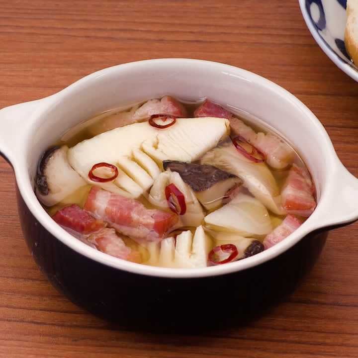 エリンギとたけのこのアヒージョ