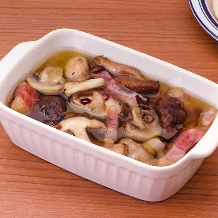 マッシュルームと椎茸の簡単アヒージョ