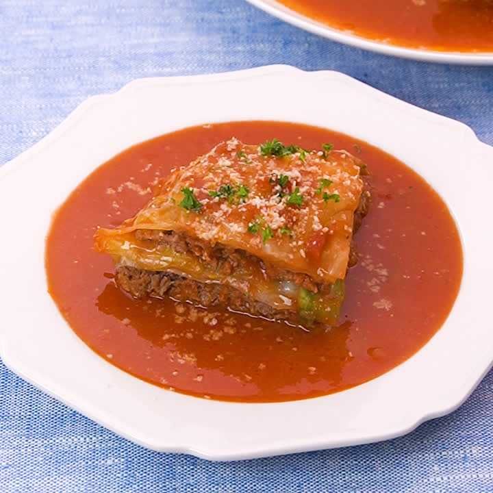 市販のトマトソースで煮込む 巻かないロールキャベツのレシピ動画 作り方 Delish Kitchen