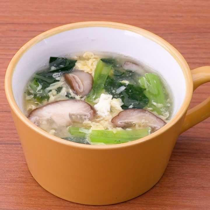 小松菜としいたけの中華卵スープ