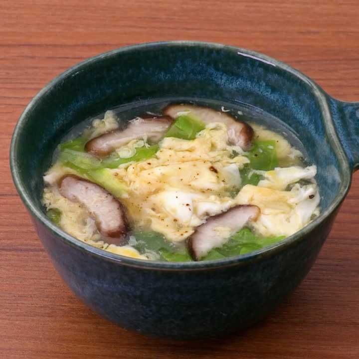 キャベツとしいたけの中華卵スープ